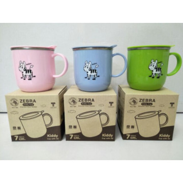 班馬牌 兒童口杯 不鏽鋼口杯 杯子 304兒童馬克杯 兒童餐具 最新型防溢 250ml斑馬牌隔熱杯(附蓋)一入
