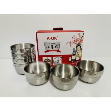 304不鏽鋼杯子 茶杯 水杯 咖啡杯 敬神杯 304不鏽鋼小金杯 A-OK雙層隔熱杯 100cc 一入