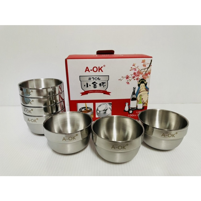 304不鏽鋼杯子 茶杯 水杯 咖啡杯 敬神杯 304不鏽鋼小金杯 A-OK雙層隔熱杯 100cc 一入