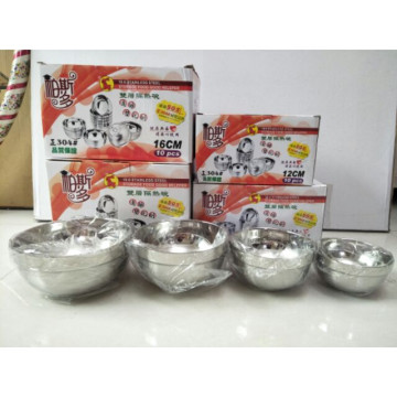 不鏽鋼碗/304(18-8)不鏽鋼隔熱雙層防燙碗五入裝12cm /14cm /16cm /18cm