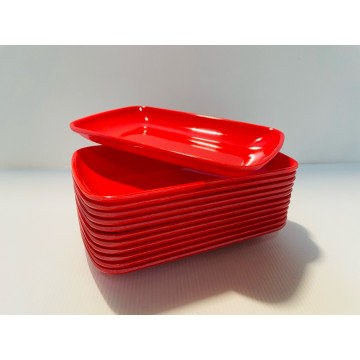 紅色小方盤 長方盤 19×12cm 餐盤 菜盤 小盤子 方盤 萬用盤